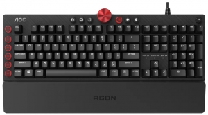 AOC AGK700-RED RGB Mechanical Gaming Keyboard (RU), Mechanical keys (CHERRY MX Red key switch), Backlight (RGB), 100% anti-ghosting, USB Hub: 1 x USB, Ultra-portable design, Solid-aluminium frame, Magnetic Leather Wrist Rest, USB thumbnav 1