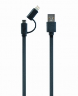 Cable USB2.0 combo (2 in 1) - 1m - Cablexpert CC-USB2-AMLM2-1m, USB 2.0 A-plug to 8-pin male connector (for Iphone) + male MicroUSB connector thumbnav 1