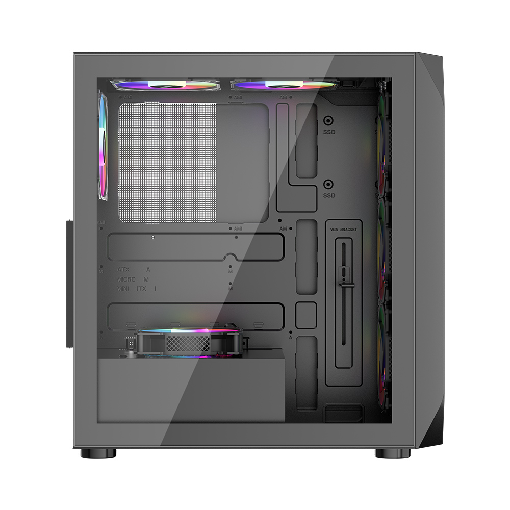 Carcasa Gaming 1STPLAYER AY7 / no PSU / Side-Window / 3x120mm / ATX / Black photo 4