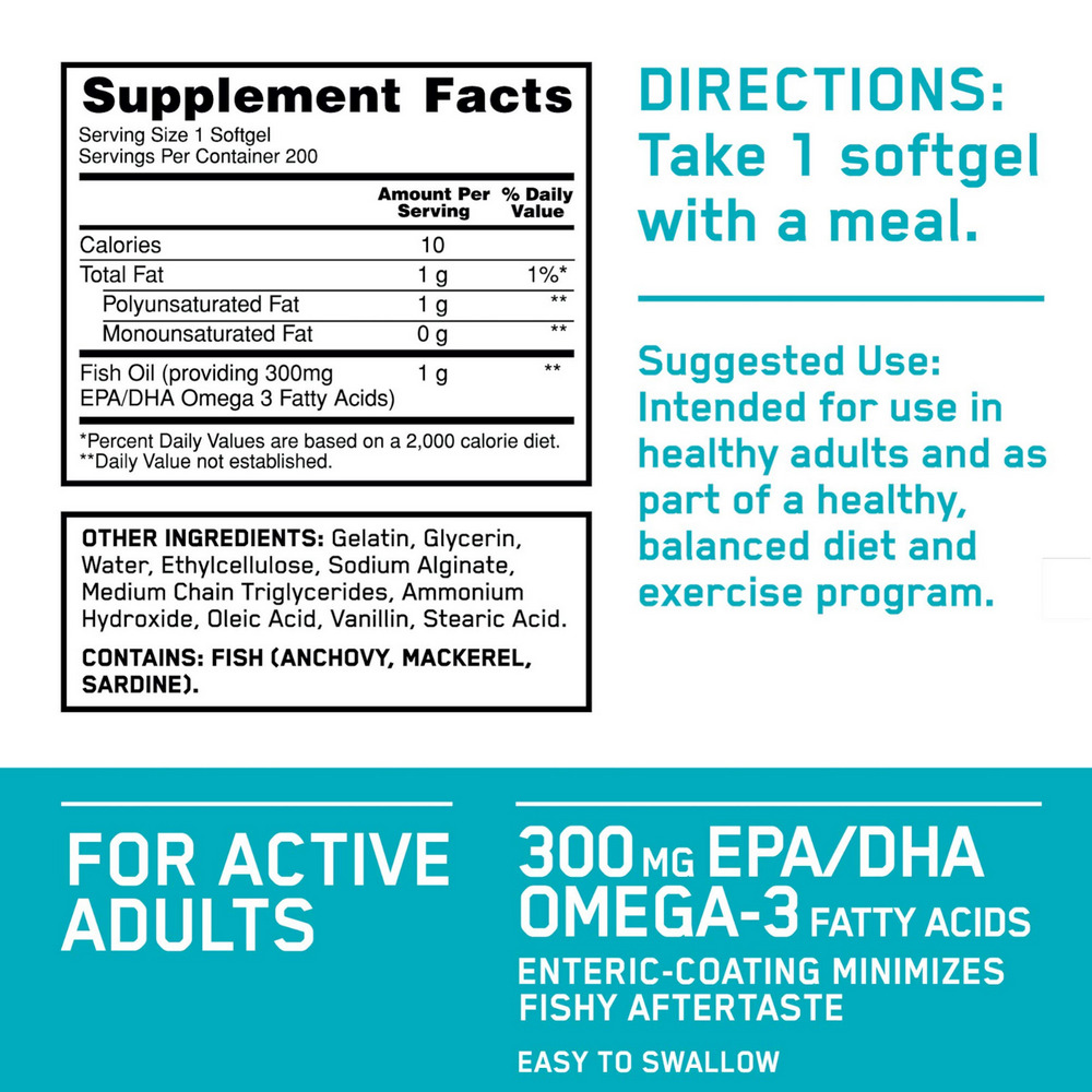 Рыбий жир Optimum Nutrition ON FISH OIL SOFTGELS 200CT photo 2