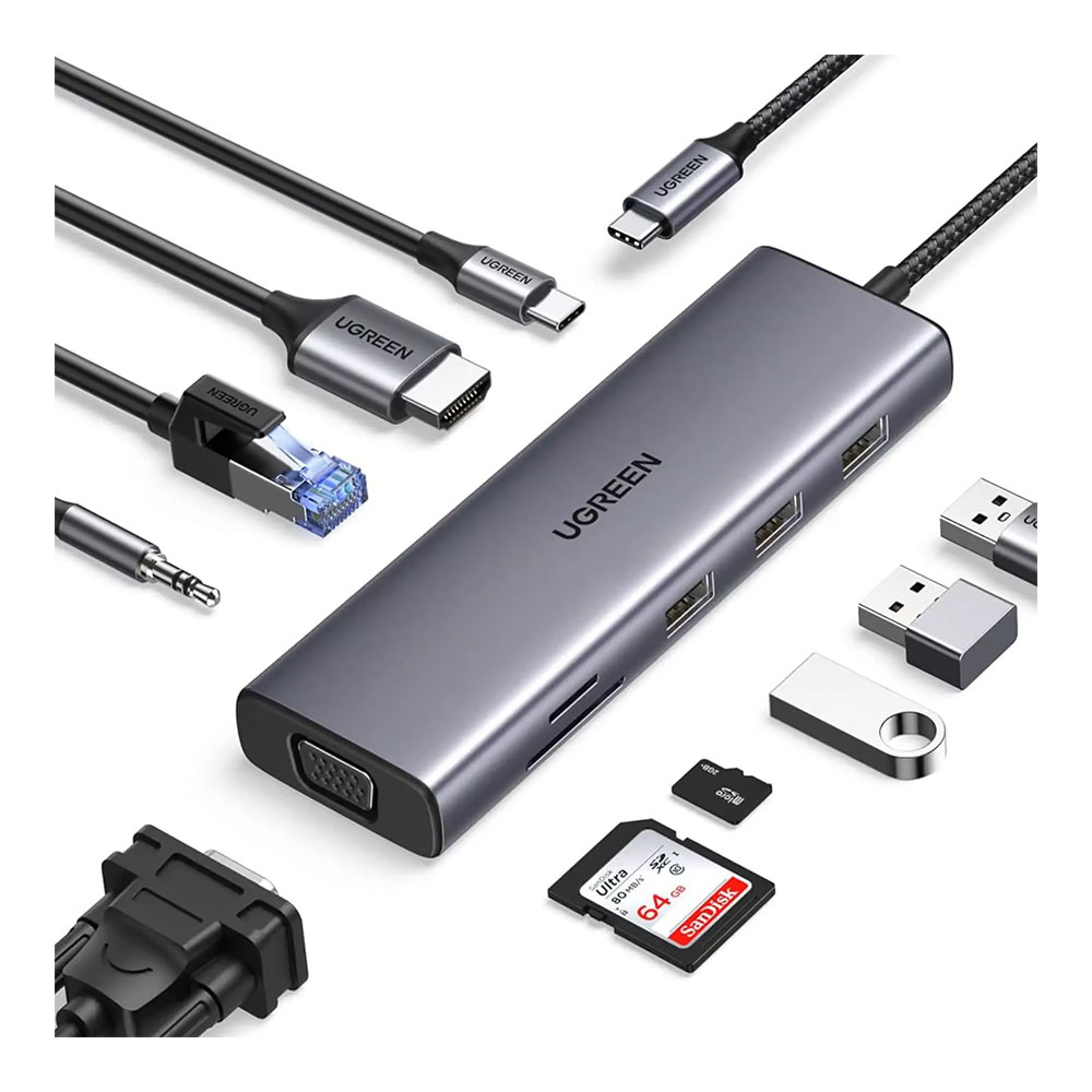 USB Hub UGREEN 15601 USB C 10-in-1 Hub 4K HDMI & VGA Dual Monitor photo 1