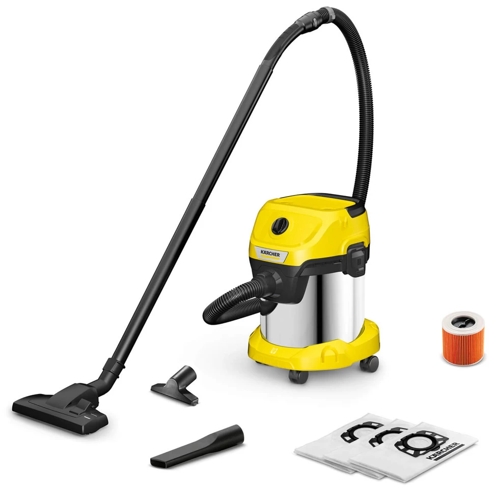 Пылесос моющий и с мешком Karcher WD 3 V-15/6/20, 1000 Вт, Черный/Желтый
