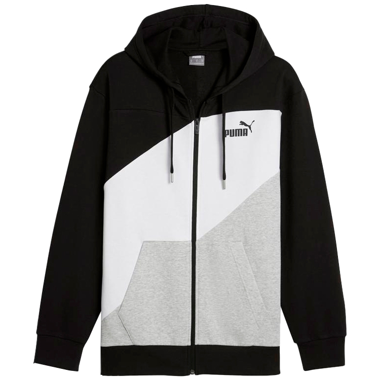 Hanorac pt bărbați Puma POWER Colorblock Full-Zip Hoodie TR S Negru-alb photo 5