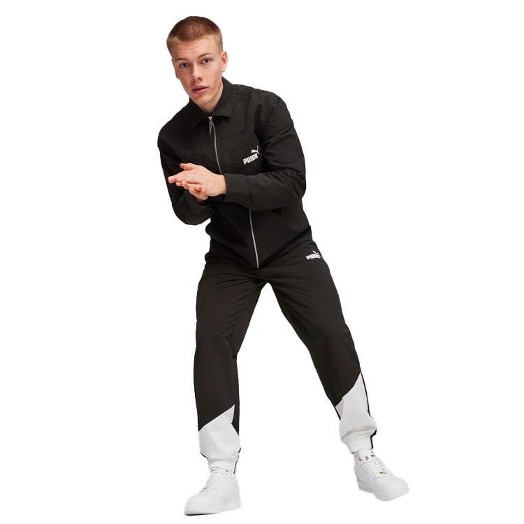 Pantaloni Puma POWER Colorblock Woven Pants S Negru-alb Barbati photo 4