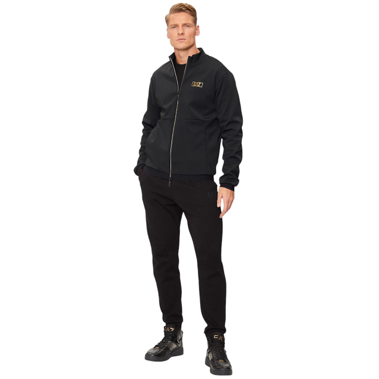 Hanorac pt bărbați EA7 EMPORIO ARMANI Gold Label Zip-Up Sweatshirt S Negru photo 5