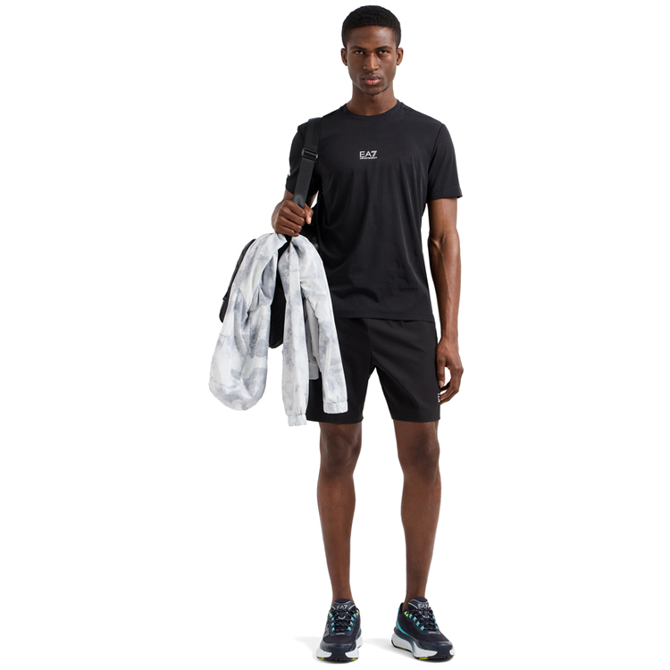 Tricou bărbătesc EA7 EMPORIO ARMANI VENTUS7 M TOP PERFORATED TEE S S Negru photo 2