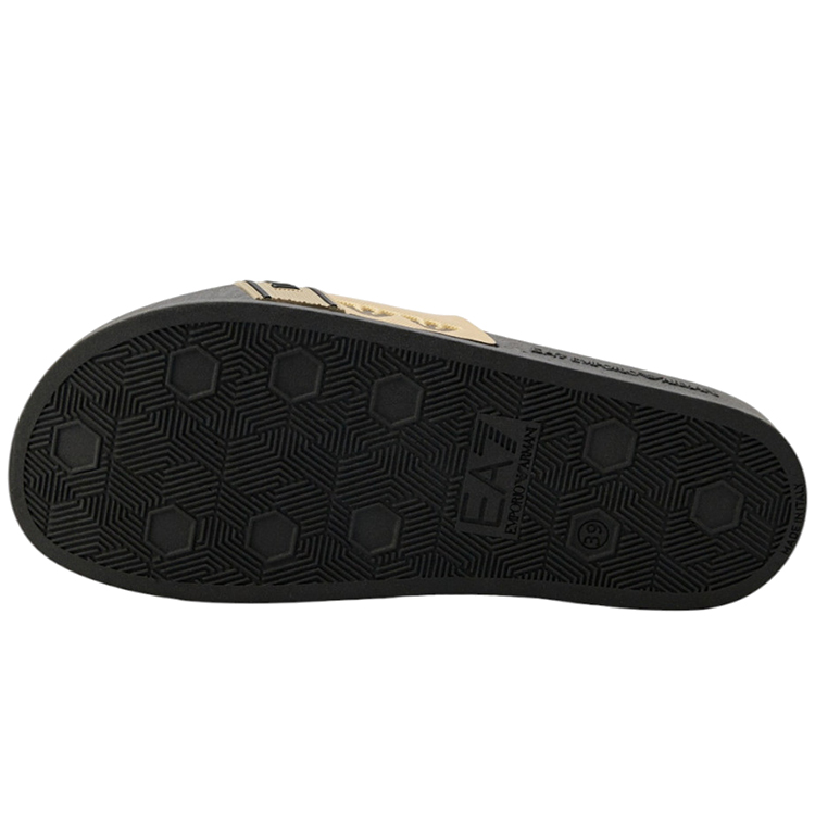 Slapi EA7 EMPORIO ARMANI WATER SPORTS TAPE SLIDE U TEXT pt Femei / 37 / Negru-bej photo 2