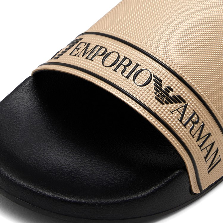 Slapi EA7 EMPORIO ARMANI WATER SPORTS TAPE SLIDE U TEXT pt Femei / 37 / Negru-bej photo 5