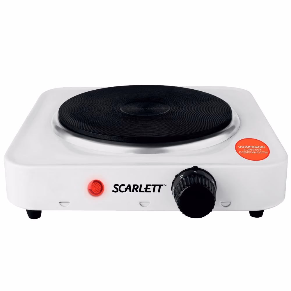 Плита настольная электрическая Scarlett SCHP700S01, 1 конфорок, 1000 Вт, Белый