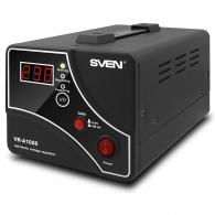 SVEN VR-A1000, 1000VA /600W, Automatic Voltage Regulator, 1x Schuko outlets, Input voltage: 140-275V, Output voltage: 230V ± 10%, input and output voltage digital indicator on the front panel, Power supply delay function, metal body, Black thumbnav 1