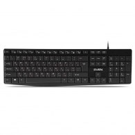 SVEN KB-S305, Keyboard, Waterproof design, Traditional layout, Comfortable, 12 Media (FN) Keys, USB, 1.5m, Black, Rus/Ukr/Eng thumbnav 1
