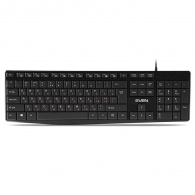SVEN KB-S305, Keyboard, Waterproof design, Traditional layout, Comfortable, 12 Media (FN) Keys, USB, 1.5m, Black, Rus/Ukr/Eng