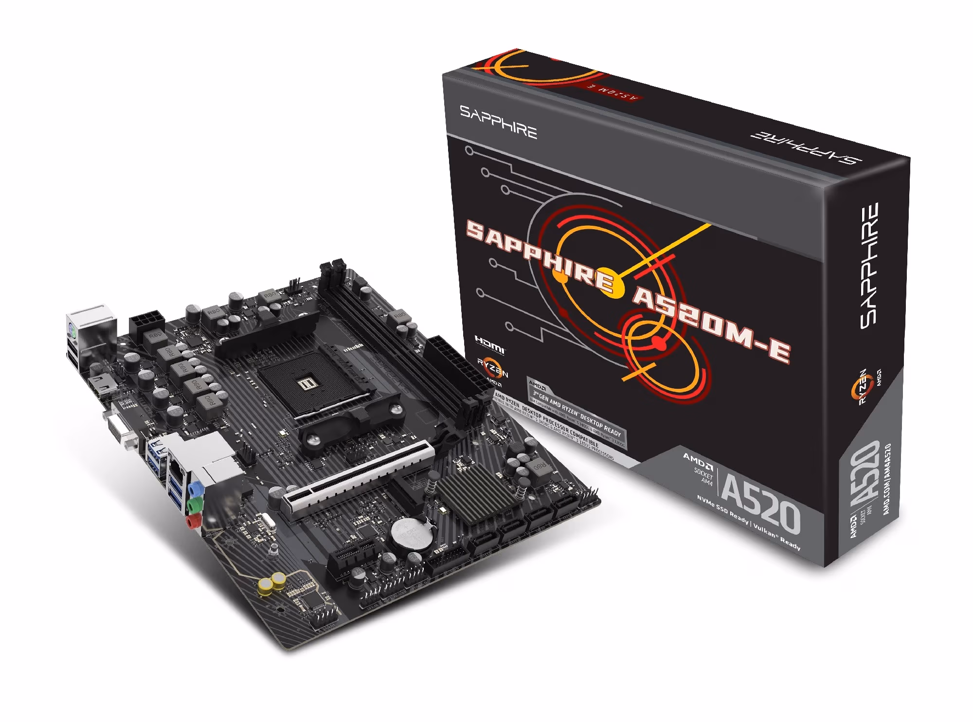 Материнская плата SAPPHIRE A520M-E/ AM4 / A520 / DDR4 / mATX