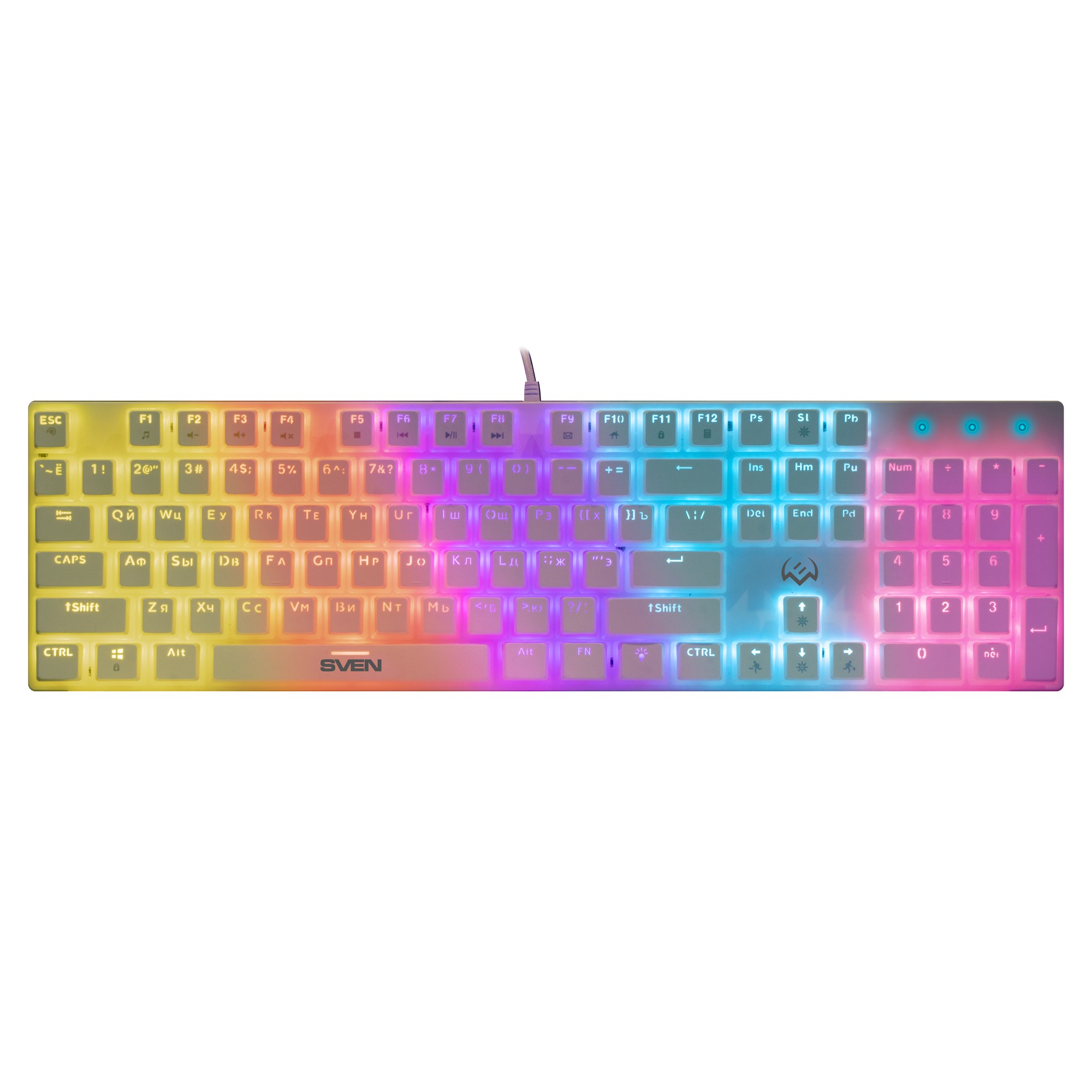 Tastatura Gaming Mecanica SVEN KB-G9200 RGB / USB / 1.8m / White photo 1 Tastatura Gaming Mecanica SVEN KB-G9200 RGB / USB / 1.8m / White photo 1