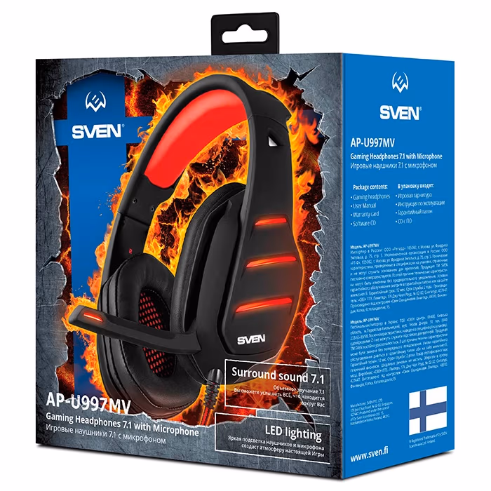 Casti SVEN AP-U997MV, Black/Red