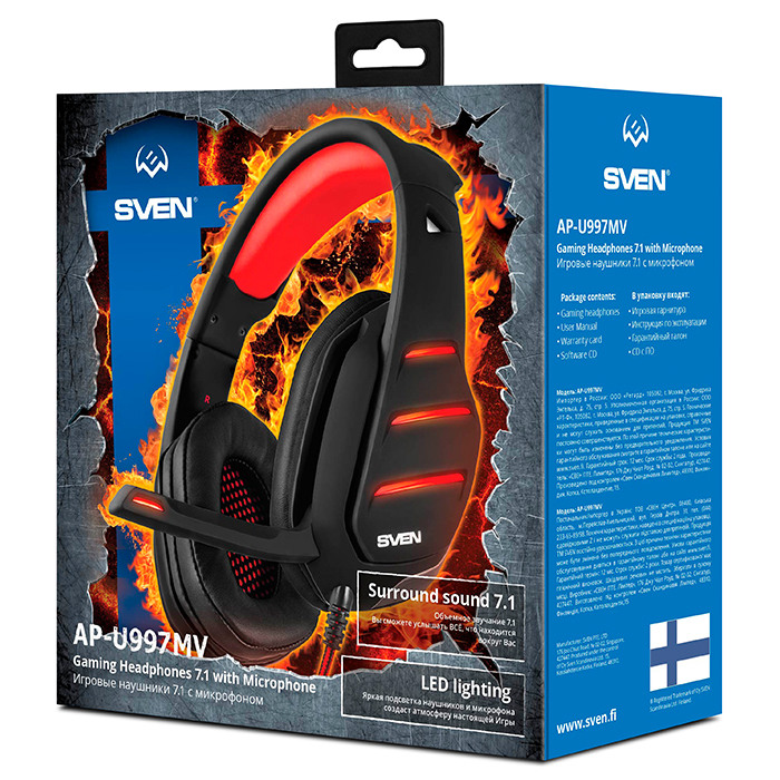 Casti SVEN AP-U997MV, Black/Red photo 1