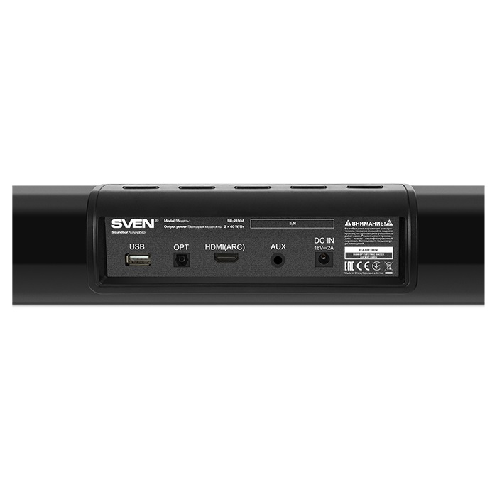 SVEN Soundbar SB-2150A, black (180 W, USB, display, RC, Optical, Bluetooth, wireless subwoofer) photo 7