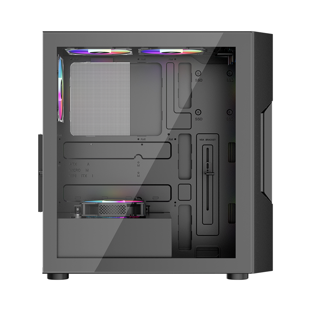 Carcasa Gaming 1STPLAYER T7-P / no PSU / Side-Window / 7x120mm / ATX / Black photo 5