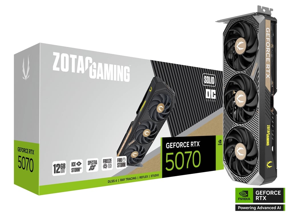 Видеокарта ZOTAC GeForce RTX 5070 SOLID OC / 12GB / GDDR7 / 192bit photo 1