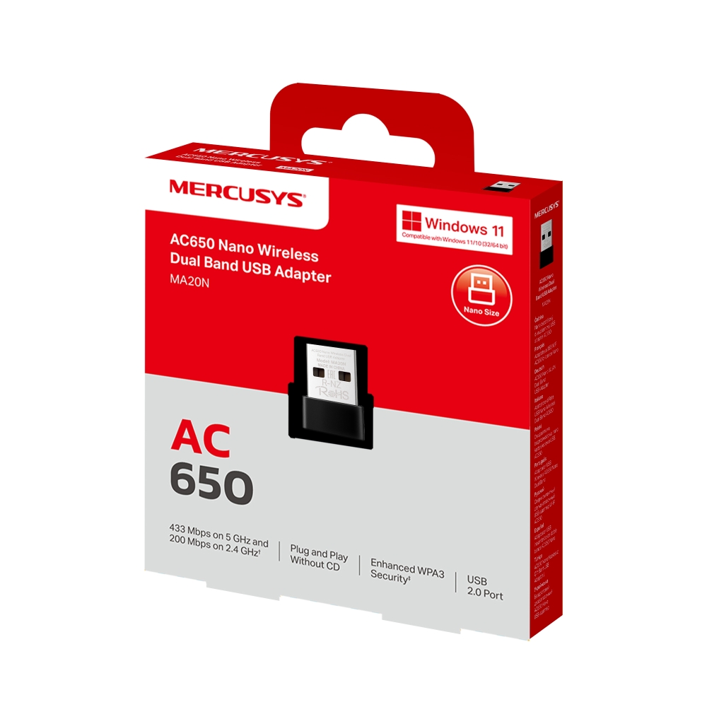 USB 2.0 / Wi-Fi 5 Adapter / MERCUSYS MA20N /  Dual Band AC650 photo 6