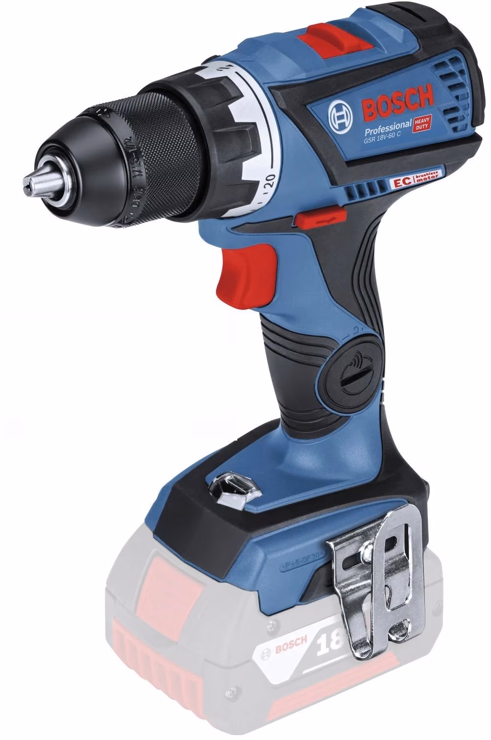 Masina de gaurit si insurubat  cu acumulator Bosch GSR 18V-60 C Solo, 06019G1102