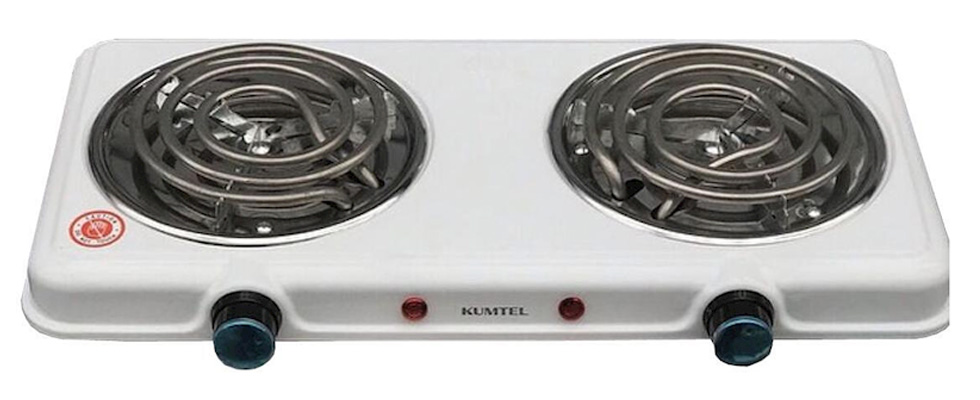 Плита настольная электрическая Kumtel HS1002, 2 конфорок, 2000 Вт, Белый photo 