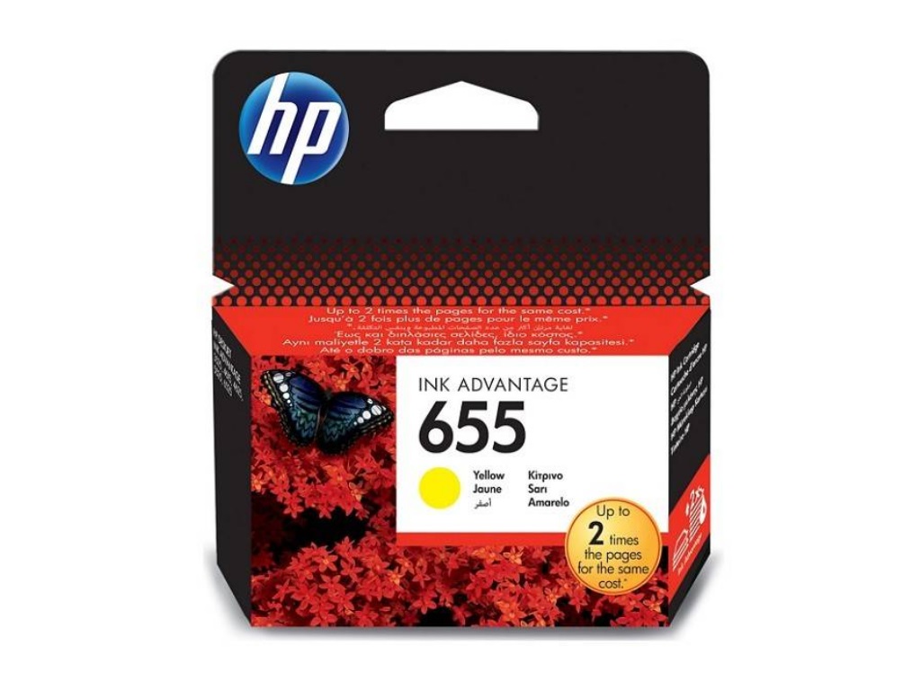 HP 655 Yellow Ink Cartridge, for Deskjet Ink Advantage 3525, 4615, 4625, 5525, 6525 AiO, 600 pages photo 1