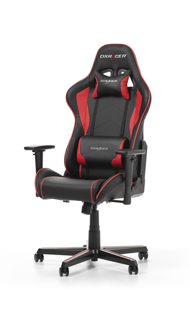 Gaming/Office Chair DXRacer Formula GC-F08-NR-H1, Black/Red, Premium PU leather, max weight up to 150kg / height 145-180cm, Recline 90°-135°, 3D Armrests, Head and Lumber cushions, Aluminium wheelbase, 2" PU Caster, W-23kg photo 1