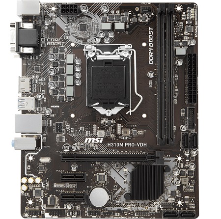 MSI H310M PRO-VDH, Socket 1151, Intel® H310 (8th/9th Gen CPU), Dual 2xDDR4-2666, 1xPCIe x16, CPU Intel graphics, VGA, DVI, HDMI, 4xSATA3, 2xPCIe x1, ALC887 7.1ch HDA, GbE LAN, 4xUSB3.1, mATX photo 1