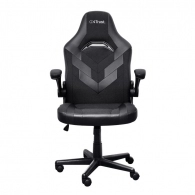 Trust Gaming Chair GXT 703 RIYE - Black, PU leather and breathable fabric, adjustable gaming chair with a strong frame, flip-up armrests, Class 4 gas lift, up to 140kg