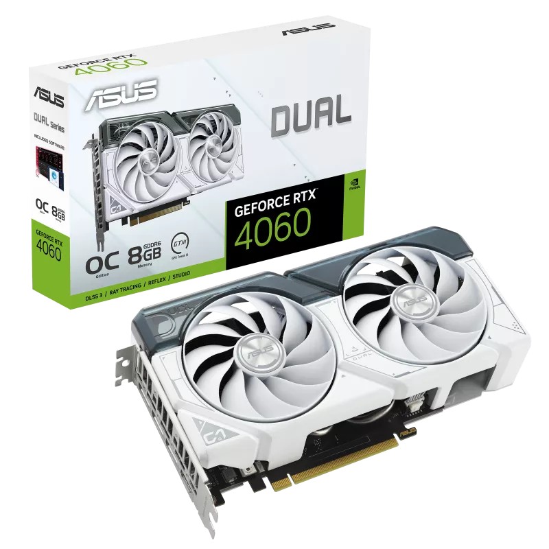 Видеокарта ASUS Dual GeForce RTX 4060 WHITE OC/ 8GB / GDDR6 / 128bit photo 1