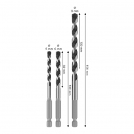 Set de burghie Bosch HEX-5 3 buc., 2608707003 thumbnav 4