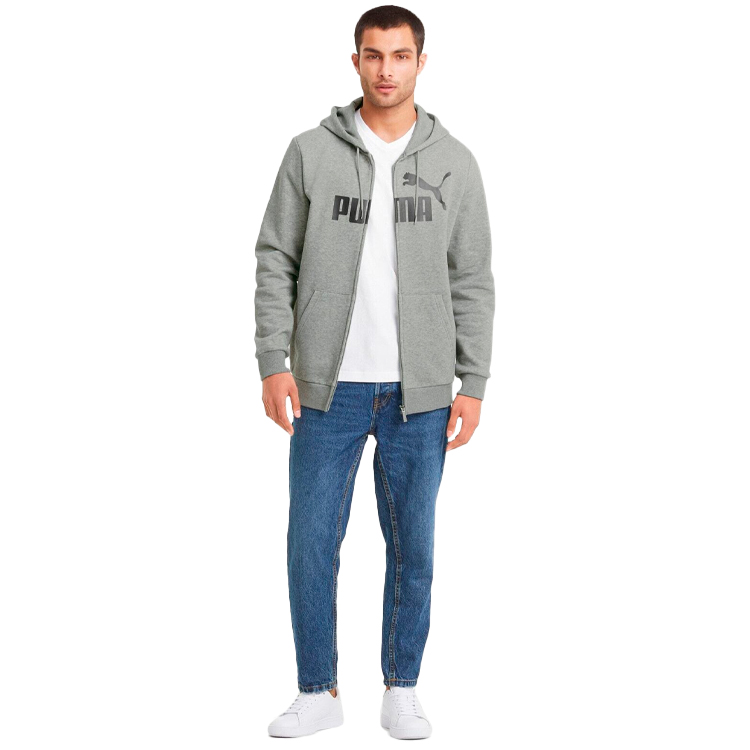 Hanorac pt bărbați Puma ESS Big Logo FZ Hoodie FL S Gri photo 3
