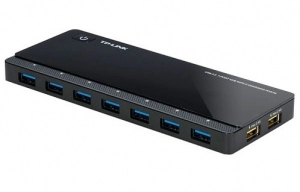 TP-Link UH720, USB3.0 Hub, 7 ports + 2 ports 5V/2.4A charging ports intelligently recognize and optimally charge attached iOS and Android devices, Black, with External Power Adapter