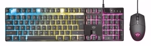 Trust Gaming Combo GXT 838 Azor Keyboard & Mouse, Backlight (RGB), Keyboard: 12 multimedia function keys,3 combined LED color ; Mouse:800/3000 dpi, 6 button, USB, RU, Black