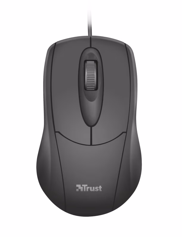 Trust Ziva Optical Mouse, 1200 dpi, 3 button, Rubber top layer for comfortable grip, USB, Black