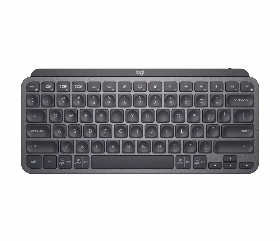 Logitech Wireless MX Keys Mini Minimalis Illuminated Keyboard, Logitech Unifying 2.4GHz wireless technology, Bluetooth Low Energy, Rechargeable with USB type C, Graphite - RUS 