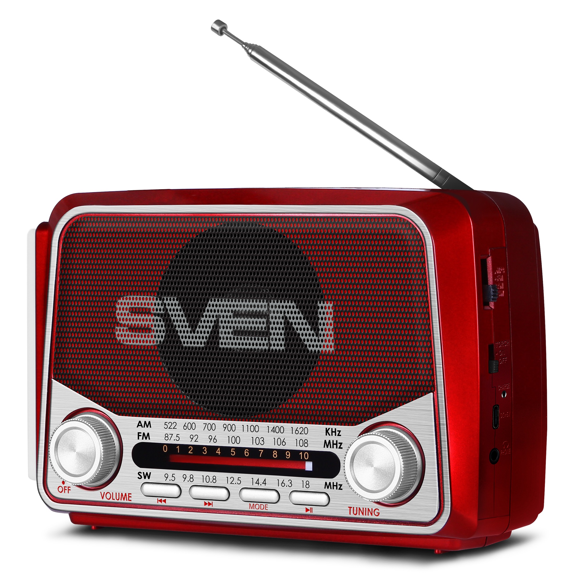 Boxa portabila SVEN SRP-150, Red / 3W / Bluetooth / FM/AM/SW Radio / USB / microSD photo 1