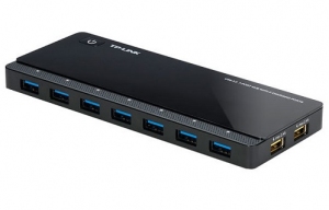 TP-Link UH720, USB3.0 Hub, 7 ports + 2 ports 5V/2.4A charging ports intelligently recognize and optimally charge attached iOS and Android devices, Black, with External Power Adapter thumbnav 1