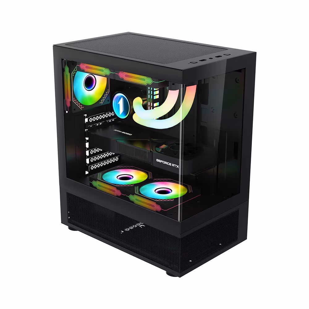 Carcasa Gaming 1STPLAYER Mi7-A / no PSU / Side-Window / 3x120mm / ATX / Black
