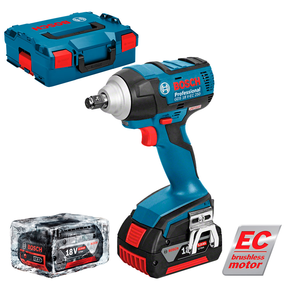 Аккумуляторный ударный гайковерт Bosch GDS 18V-EC 250 2x5.0Ah, 06019D8104 photo 5