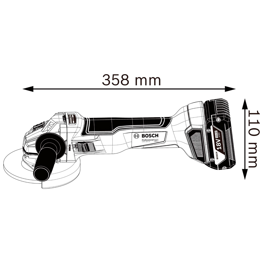 Угловая шлифмашина Bosch GWS 18V-10 2x5.0Ah, 06019J4004 photo 3