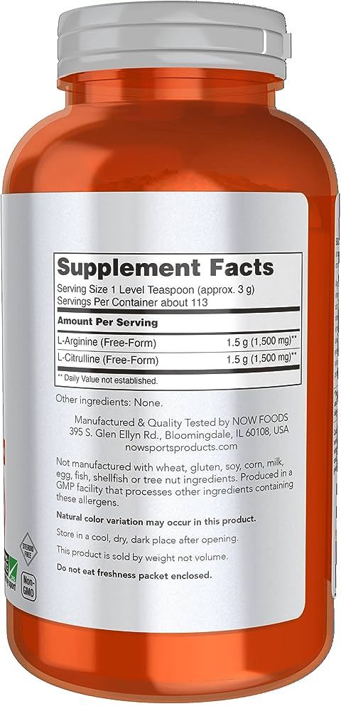 Аргинин и цитрулин Now Sports ARGININE AND CITRULLINE POWDER  12 OZ photo 3