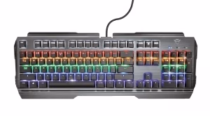 Trust Gaming GXT 877 Scarr Mechanical Keyboard, RU, 8 Interchangeable gaming keys, 11 direct-access media keys, height-adjustable feet with anti-slip rubber, USB, Black
