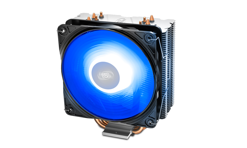 DEEPCOOL Cooler  "GAMMAXX 400 V2 BLUE", Socket Intel LGA1700/1200/1151/1150/1155 & AM5/AM4/AM3/FM2, up to TDP 180W, 120х120х25mm, PWM Fan with BLUE LED, 500~1650rpm, <27.8 dBA, 64.5CFM, 4 pin, PWM, Hydro Bearing, 4x 6mm Cooper heatpipes direct contact photo 1