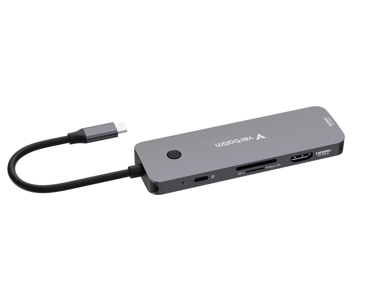 Многопортовый Адаптер 8-in-1 Verbatim CMH-08/ USB-С/ USB-A / HDMI/ SD/ microSD photo 1