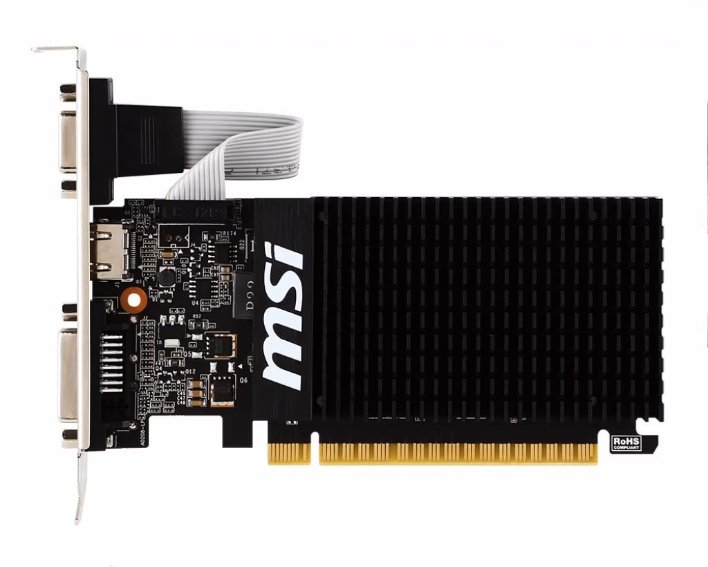 MSI GeForce GT 710 (GT 710 2GD3H LP) /  2GB GDDR3 64Bit 954/1600Mhz, D-Sub, DVI-D, HDMI, Passive Heatsink, Low Profile Design, Retail 