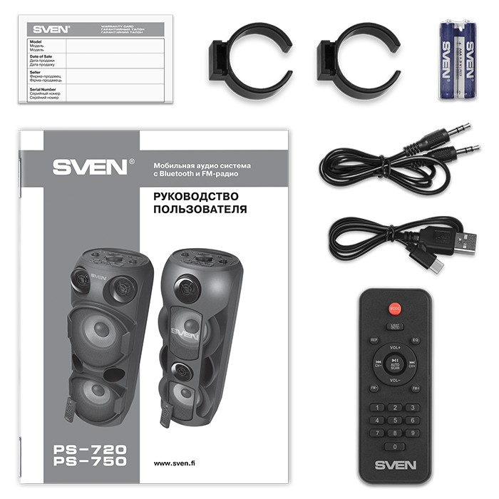 Boxa portabila  SVEN PS-750 Black / 50W / Bluetooth / FM tuner / USB / microSD photo 7