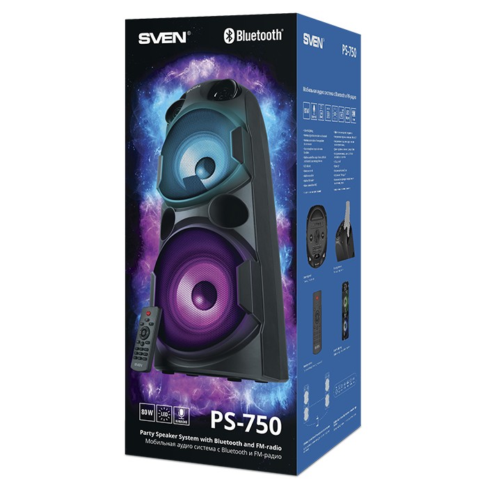 Boxa portabila  SVEN PS-750 Black / 50W / Bluetooth / FM tuner / USB / microSD photo 8