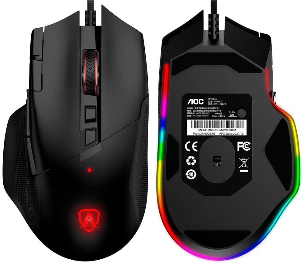 Игровая мышь AOC AGM600B, USB, Black photo 8